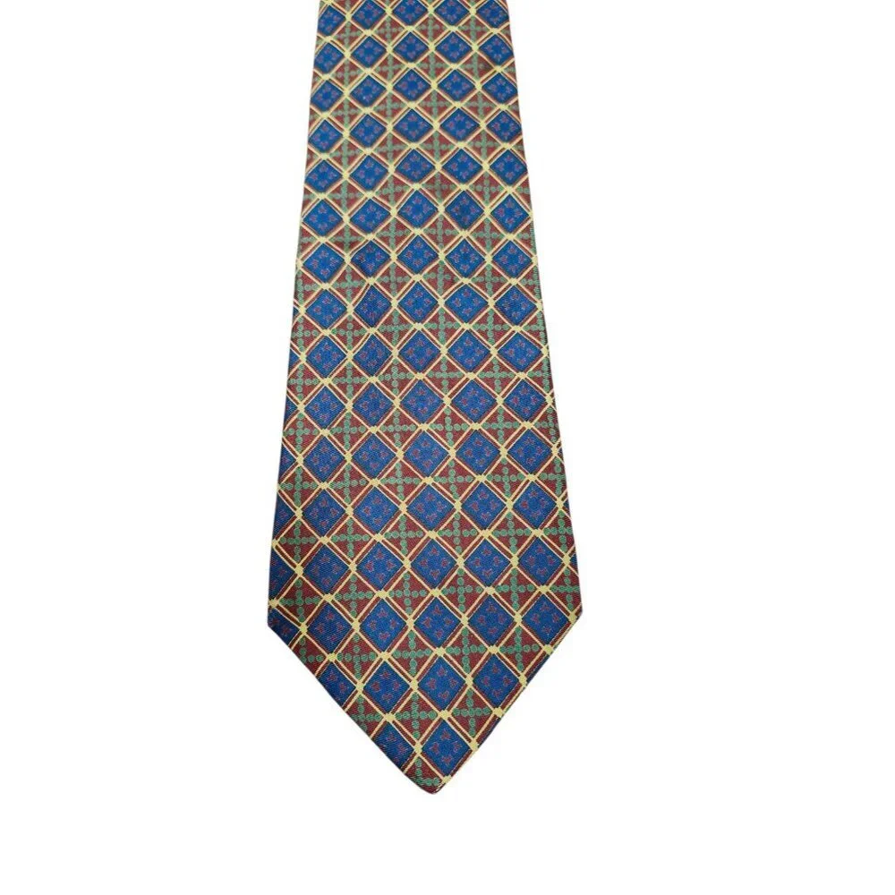 Paul Stuart New York Silk Tie Imported from England Geometric Diamond Pattern